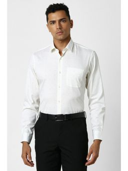 Peter England - Men Cream Slim Fit Formal Shirt