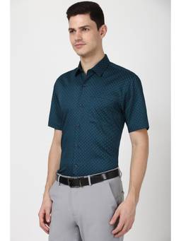 Peter England - Men Teal Regular Fit Formal Shirt