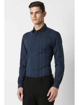 Peter England - Men Navy Super Slim Fit Formal Full Sleeves Shirt