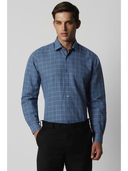 Van Heusen - Men Blue Regular Fit Check Full Sleeves Formal Shirt