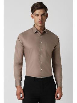 Van Heusen - Men Brown Slim Fit Solid Full Sleeves Formal Shirt