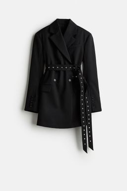 H&M - Women Black Belted Wool Blazer