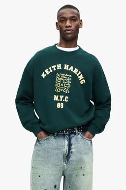 H&M - Men Green Oversized Fit Printed Sweatshirt