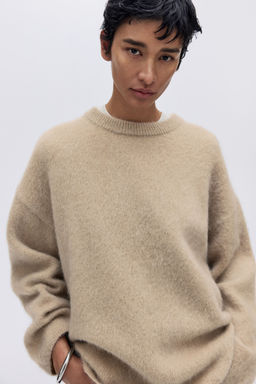 H&M - Women Beige Oversized Mohair-Blend Jumper