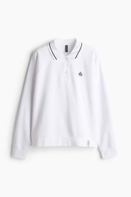 H&M - Women White Embroidered-Motif Rugby Shirt