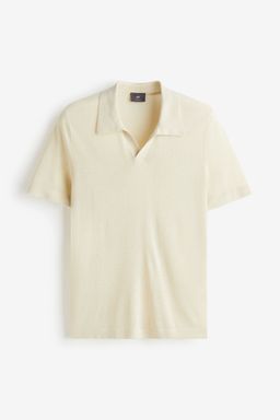 H&M - Men White Slim Fit Glittery Polo Shirt