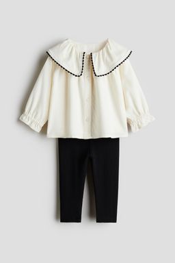 H&M - Girls Black 2-Piece Blouse And Leggings Set