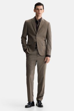 H&M - Men Beige Regular Fit Suit Trousers