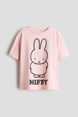 H&M - Girls Pink Printed Cotton T-Shirt