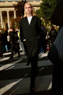 H&M - Women Blue Wool-Blend Blazer Coat