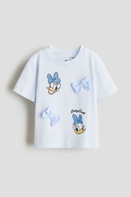 H&M - Girls Blue Print-Motif Cotton T-Shirt