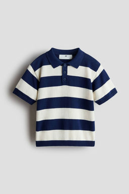 H&M - Boys Blue Cotton-Knit Polo Shirt