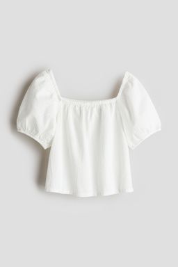 H&M - Girls White Cotton Seersucker Blouse