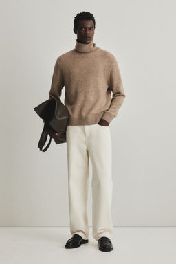 H&M - Men Beige Regular Fit Wool Jumper