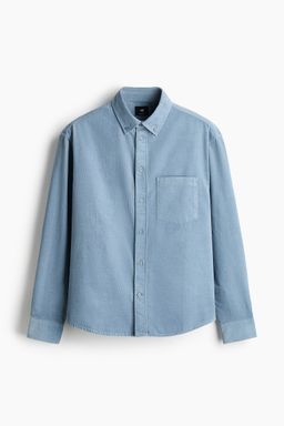 H&M - Men Blue Regular Fit Corduroy Shirt