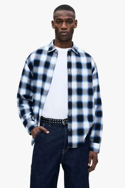 H&M - Men Blue Relaxed Fit Flannel Shirt