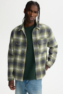 H&M - Men Green Regular Fit Flannel Overshirt