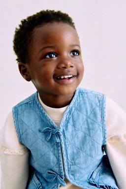 H&M - Girls Blue Quilted Denim Gilet