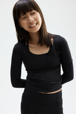 H&M - Girls Black Sports Top With Softmove