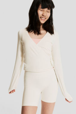 H&M - Girls White Sports Wrap Top With Softmove