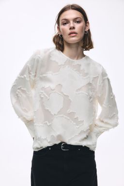 H&M - Women White Jacquard-Weave Blouse