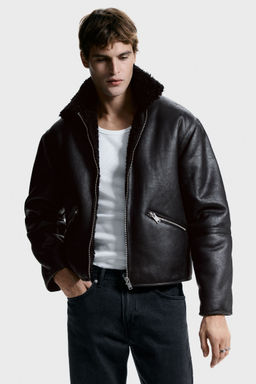 H&M - Men Black Teddy-Lined Jacket