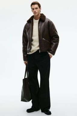 H&M - Men Brown Teddy-Lined Jacket