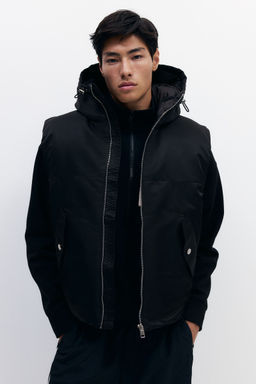 H&M - Men Black Regular Fit Padded Gilet