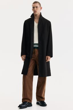 H&M - Men Black Single-Breasted Coat