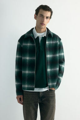 H&M - Men Green Regular Fit Wool-Blend Overshirt