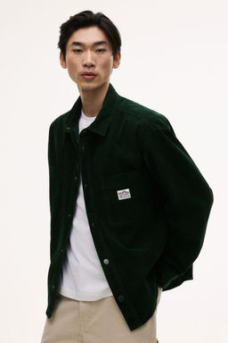 H&M - Men Green Oversized Cotton Corduroy Shirt