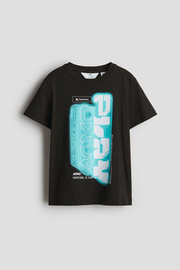 H&M - Boys Black Print-Motif Cotton T-Shirt