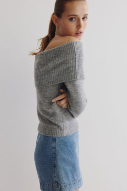 H&M - Women Grey Off-The-Shoulder Jumper