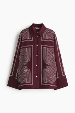 H&M - Women Red Oversized Twill Shirt