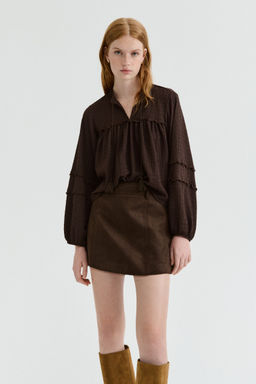 H&M - Women Brown Crinkled Jersey Blouse