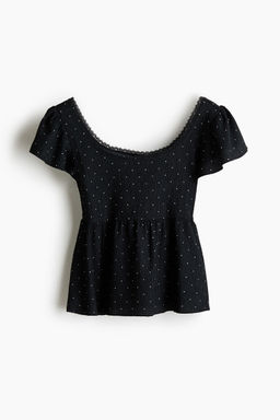 H&M - Women Black Textured Jersey Top