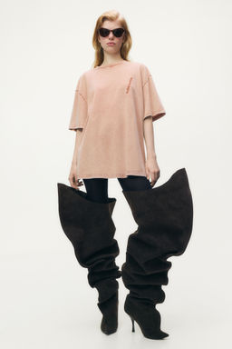 H&M - Women Orange Motif-Detail T-Shirt