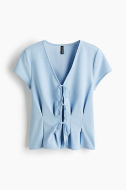 H&M - Women Blue Waisted Tie-Front Top