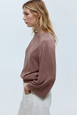 H&M - Women Pink Fine-Knit Glittery Top