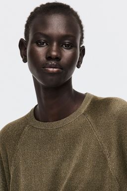 H&M - Women Green Fine-Knit Glittery Top