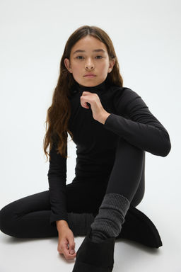H&M - Girls Black Fleece-Lined Sports Top With Softmove