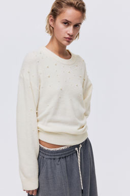 H&M - Women White Embellished Jumper
