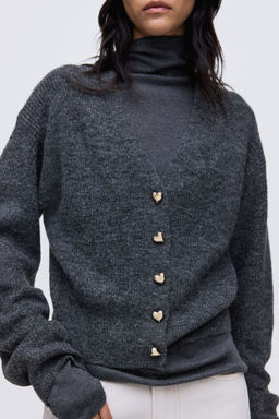 H&M - Women Grey Rib-Knit Cardigan