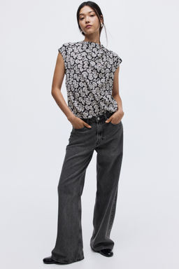H&M - Women Black Cap-Sleeved Blouse