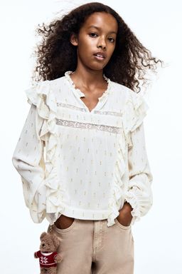 H&M - Girls White Frill-Trimmed Blouse