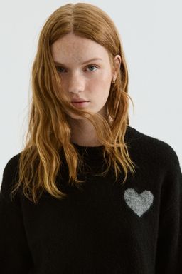 H&M - Women Black Motif-Detail Jumper