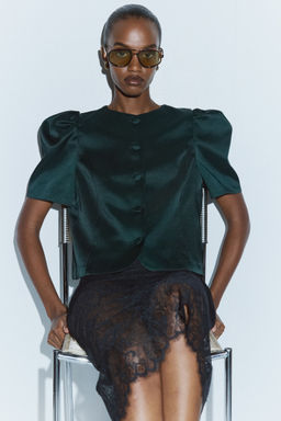 H&M - Women Green Puff-Sleeved Blouse
