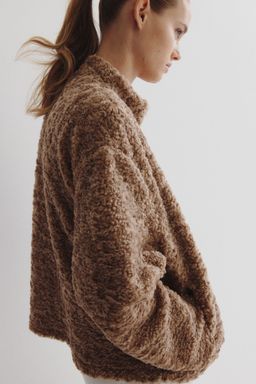 H&M - Women Beige Oversized Teddy Jacket