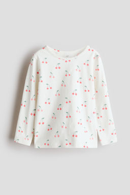 H&M - Girls White Printed Jersey Top