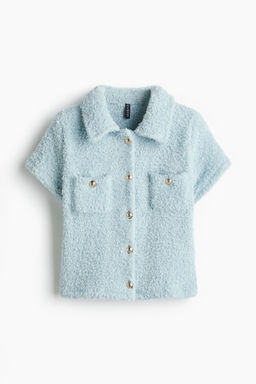 H&M - Women Turquoise Short-Sleeved Teddy Cardigan